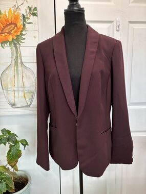 INC International Concepts Dark Burgundy Shawl Collar Blazer